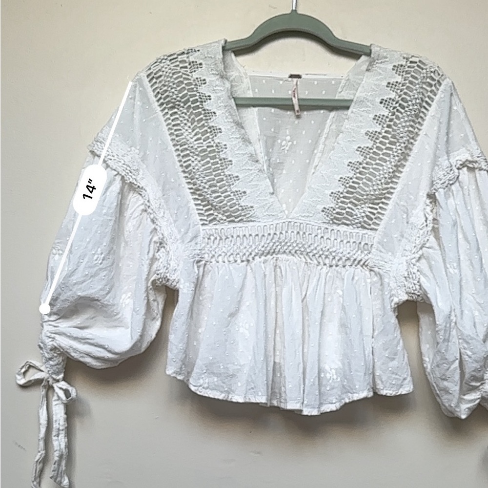 Free People Drive You Mad Blouse in Ivory Size X-Small - Picture 11 of 14
